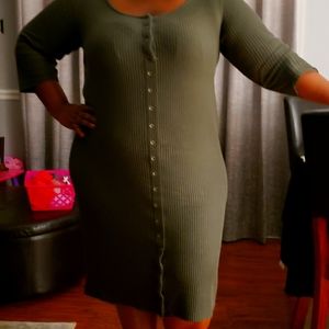 Olive midi bodycon dress